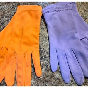 Harms of California Purple and unbranded orange vintage Gloves small